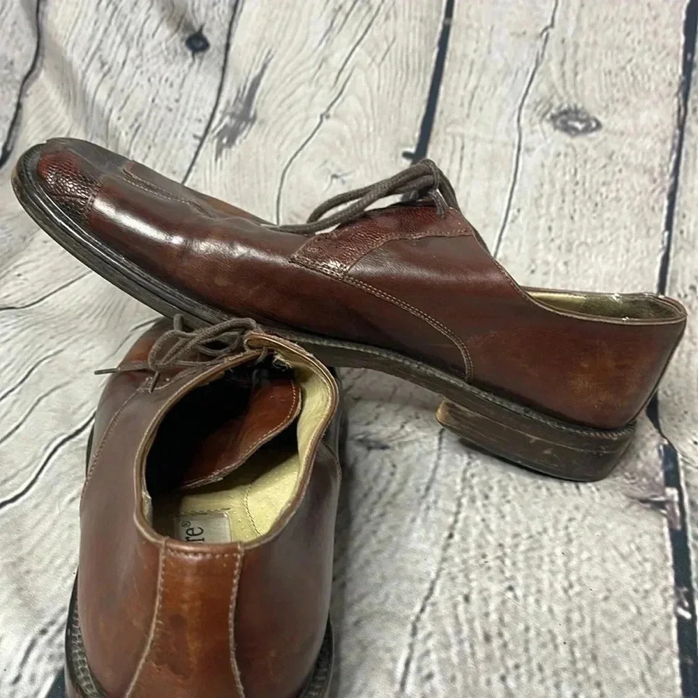 Belvedere Florence Sz 11.5 M Leather Oxford Ostrich Cap Toe Dress Shoe Italy - Picture 10 of 10